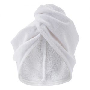 turbante asciugacapelli in spugna bianco